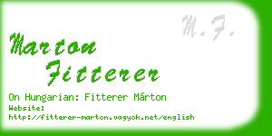 marton fitterer business card